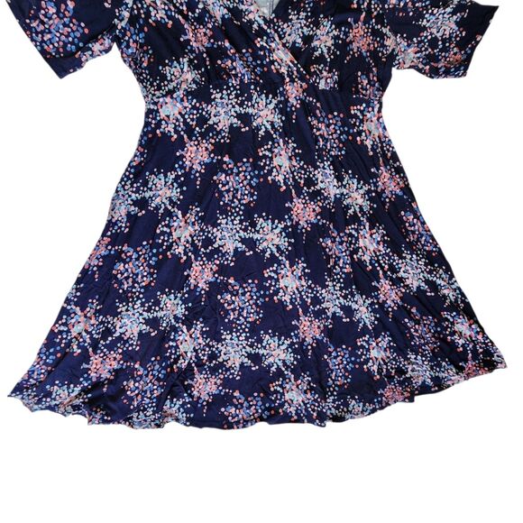 Motherhood Maternity Navy Blue Pink Polka Dot Short Sleeve V Neck Dress Sz XL - Picture 4 of 11